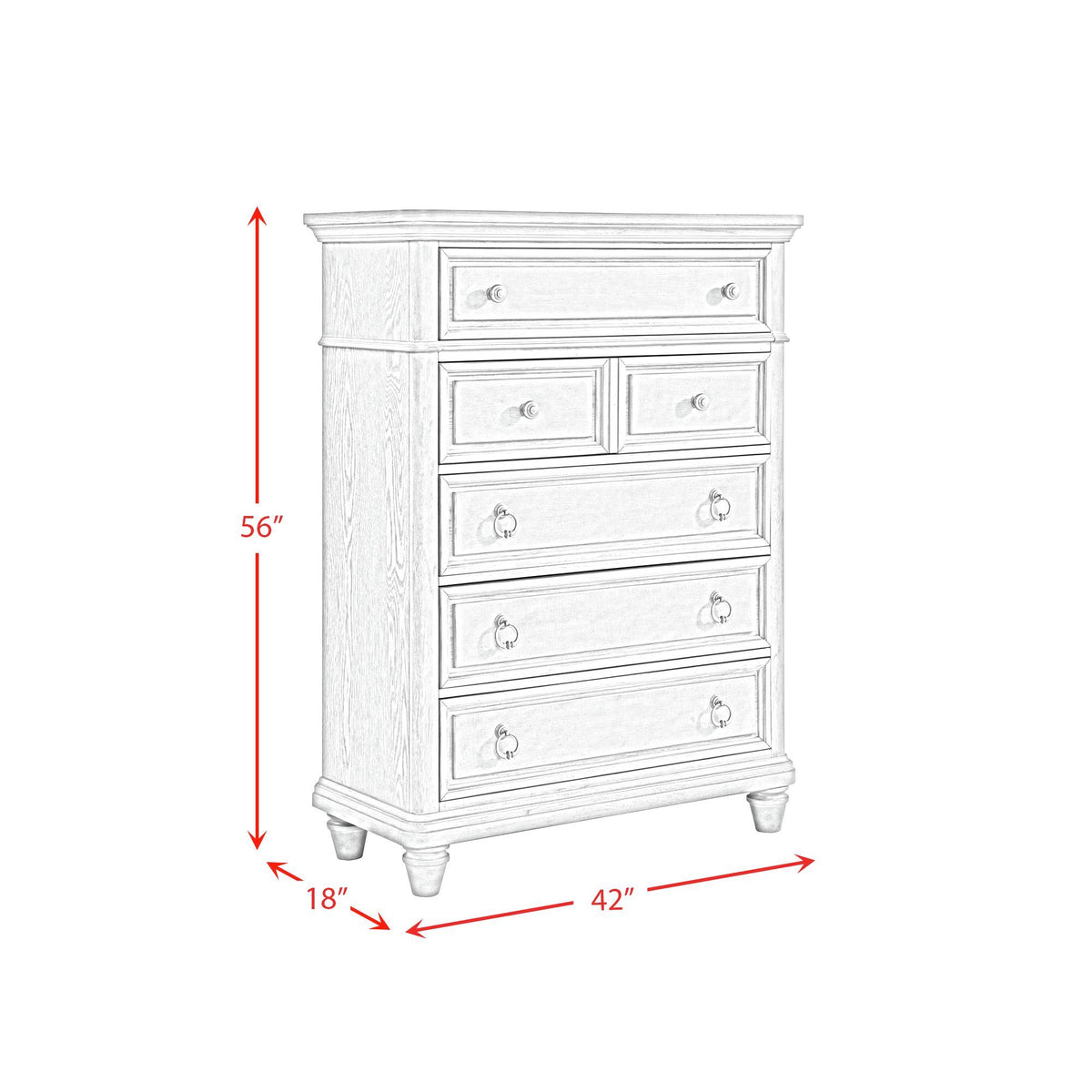Whit-Ash 5-Drawer Chest in Light Gray by Elements International, view 3