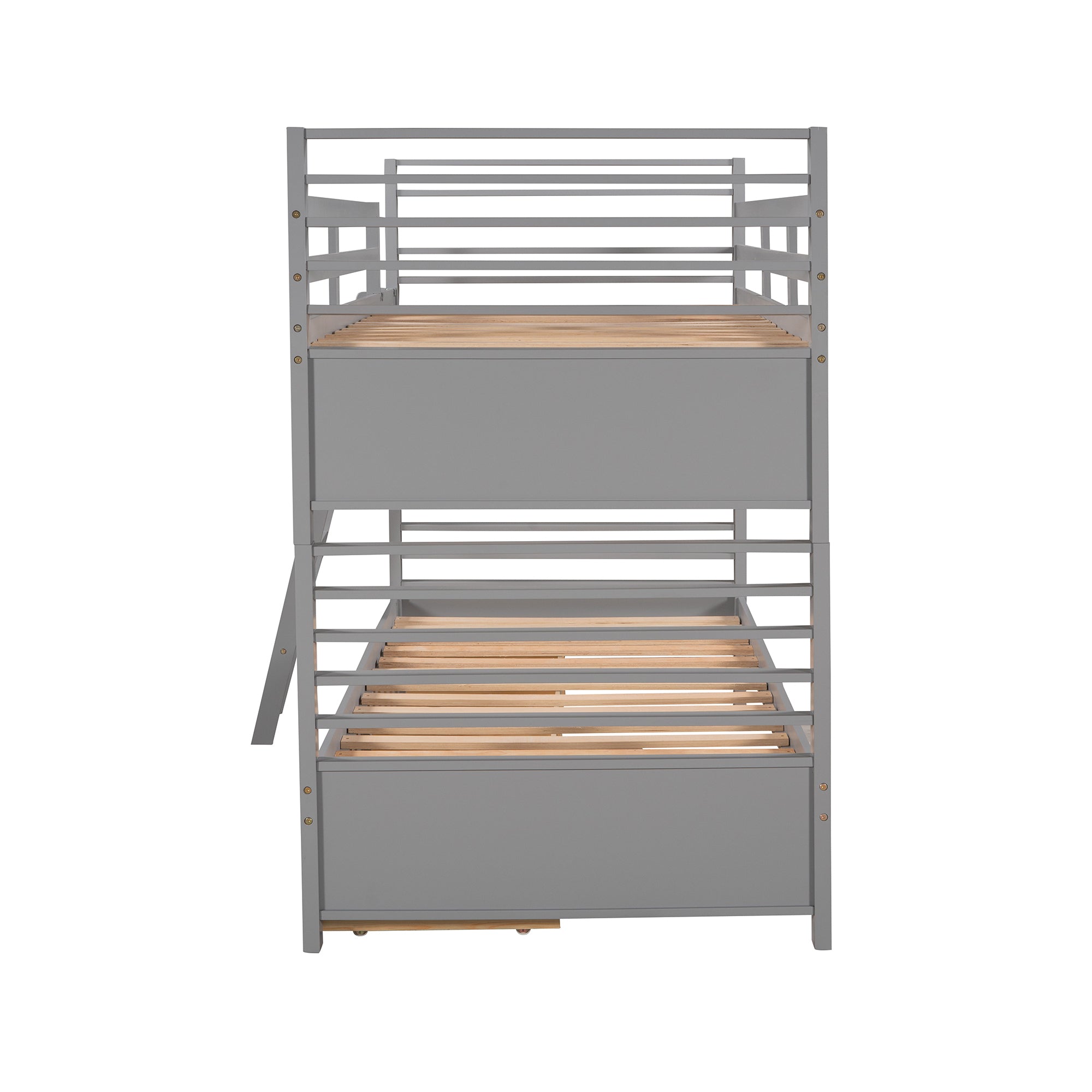 Twin over Twin Wood Bunk Bed with Two Drawers - Gray - Atlantic Fine Furniture Melbourne FL