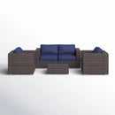 Wicker Seating Group Set With Table And Cushions