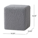 Chabani - Indoor Modern Knitted Fabric Cube Pouf Ottoman - Light Gray