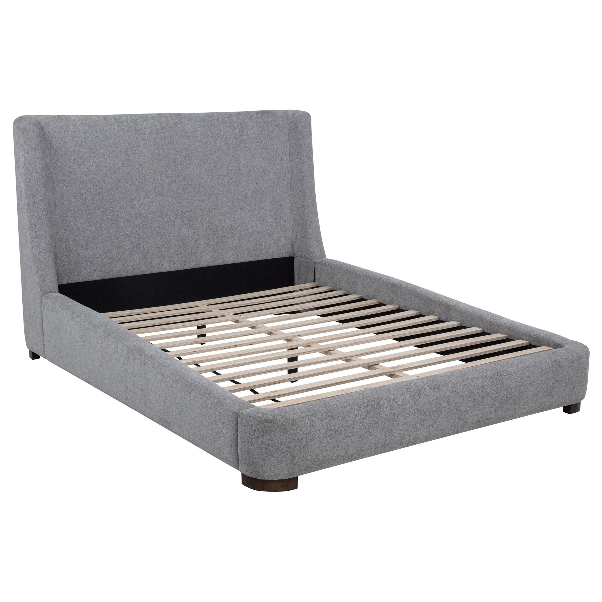 Rennes Upholstered Eastern King Wingback Platform Bed Grey