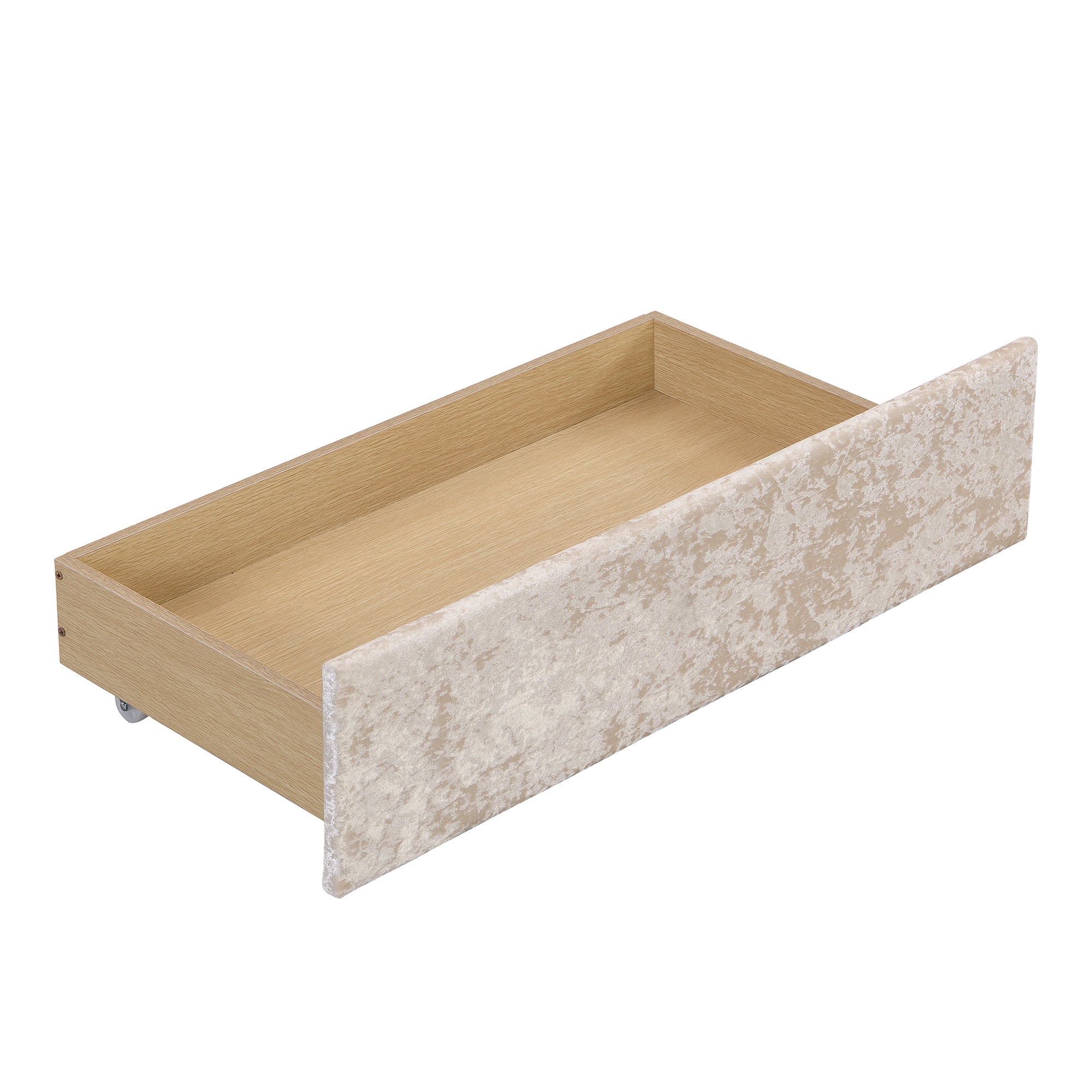 Twin Size Snowflake Velvet Daybed with Two Storage Drawers and Built-in Storage Shelves,Beige - Atlantic Fine Furniture Melbourne FL