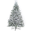 7Ft Snow Flocked Hinged Artificial Christmas Tree With Fluffy Branches And Snow Tips - White