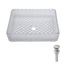 Rectangle Vessel Sink With Diamond Texture With Pop Up Drain (No Faucet) - White