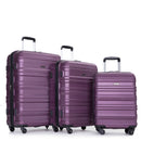 Expandable 3 Piece Luggage Sets Pc Lightweight & Durable Suitcase With Two Hooks, Spinner Wheels, Tsa Lock, (21/25/29) - Dark Purple