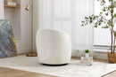 Chenille Fabric Swivel Accent Armchair Barrel Chair With Powder Coating Metal Ring