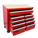 9 Drawer Multifunctional Steel Tool Cart With Wheels And Wooden Top