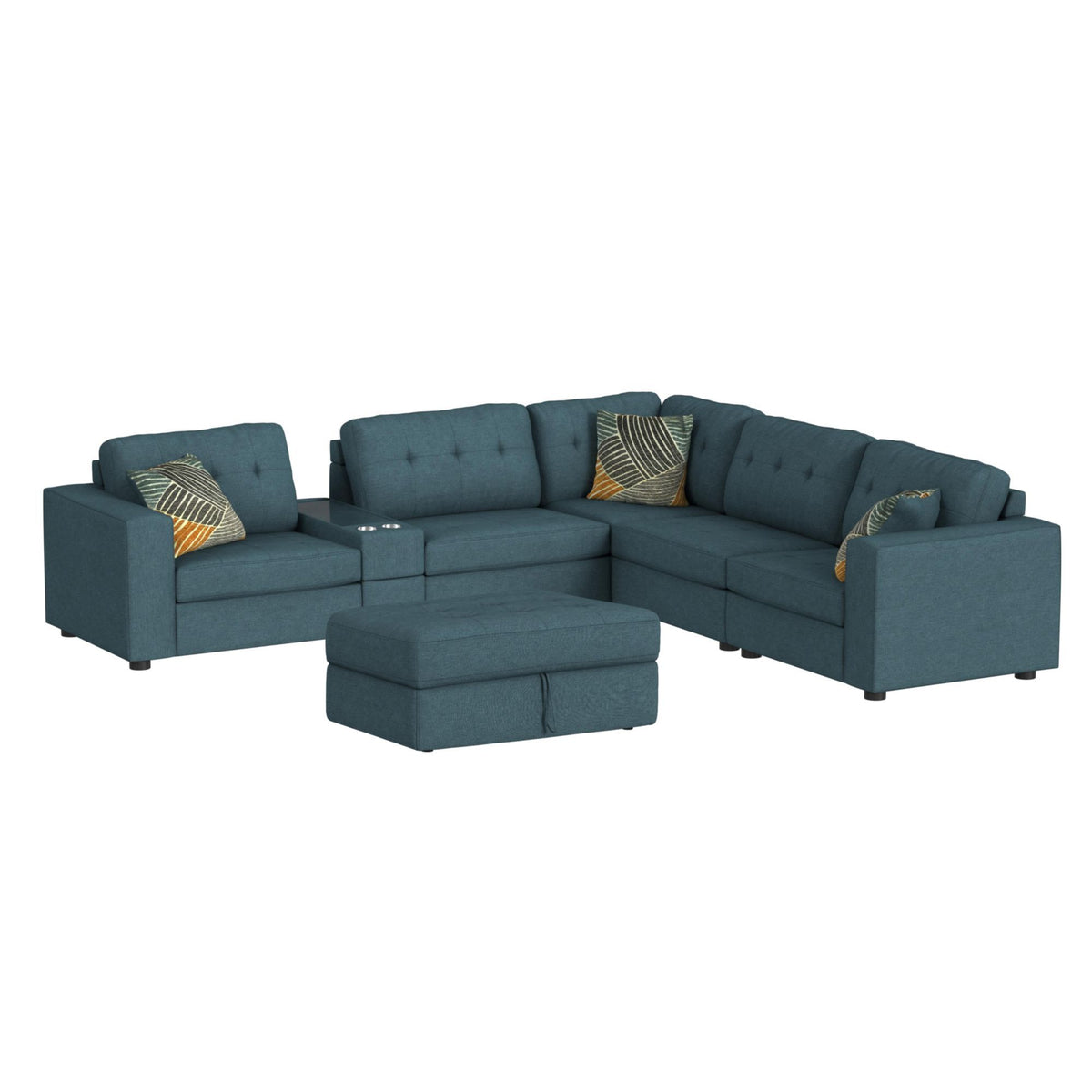 Options One Living Room Set Sectional in Blue by Elements International, view 2