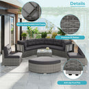 Elegant Patio Furniture Set Outdoor Daybed Rattan Sectional With Cushions And Center Table - Gray