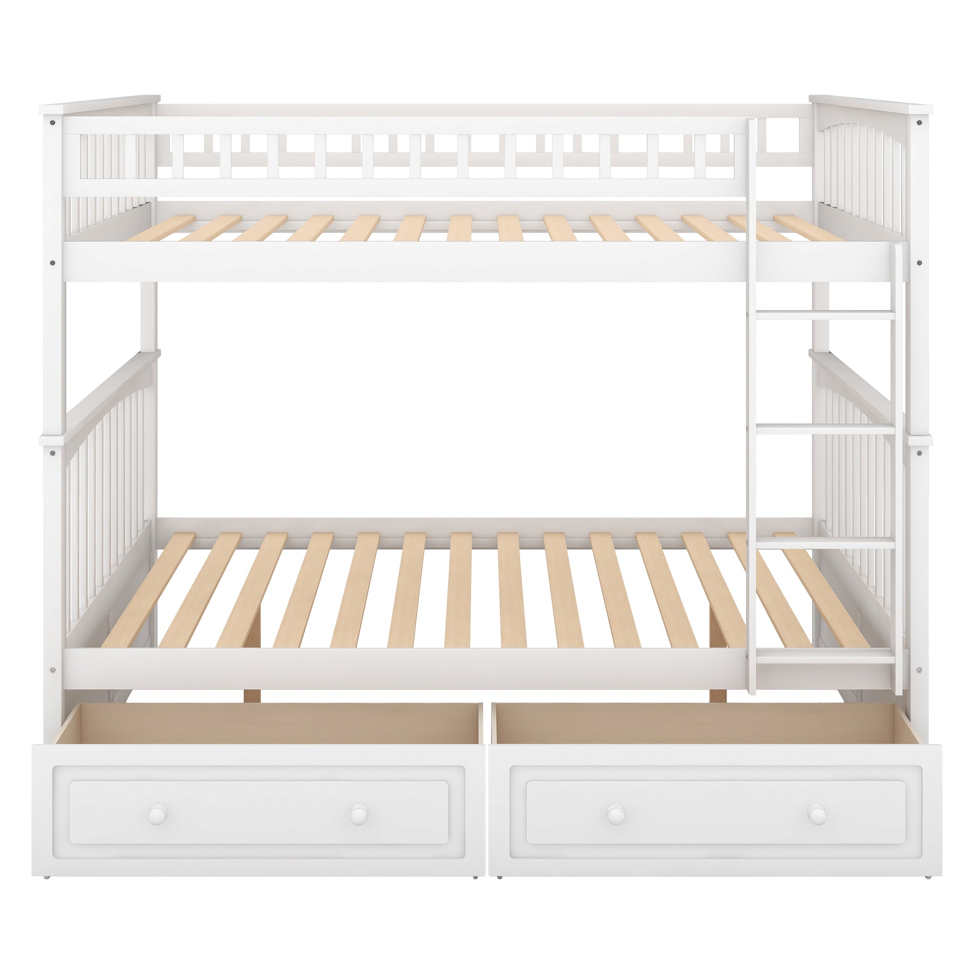 Full over Full Bunk Bed with Drawers, Convertible Beds, White(OLD SKU: SM000241AAK-1) - Atlantic Fine Furniture Melbourne FL
