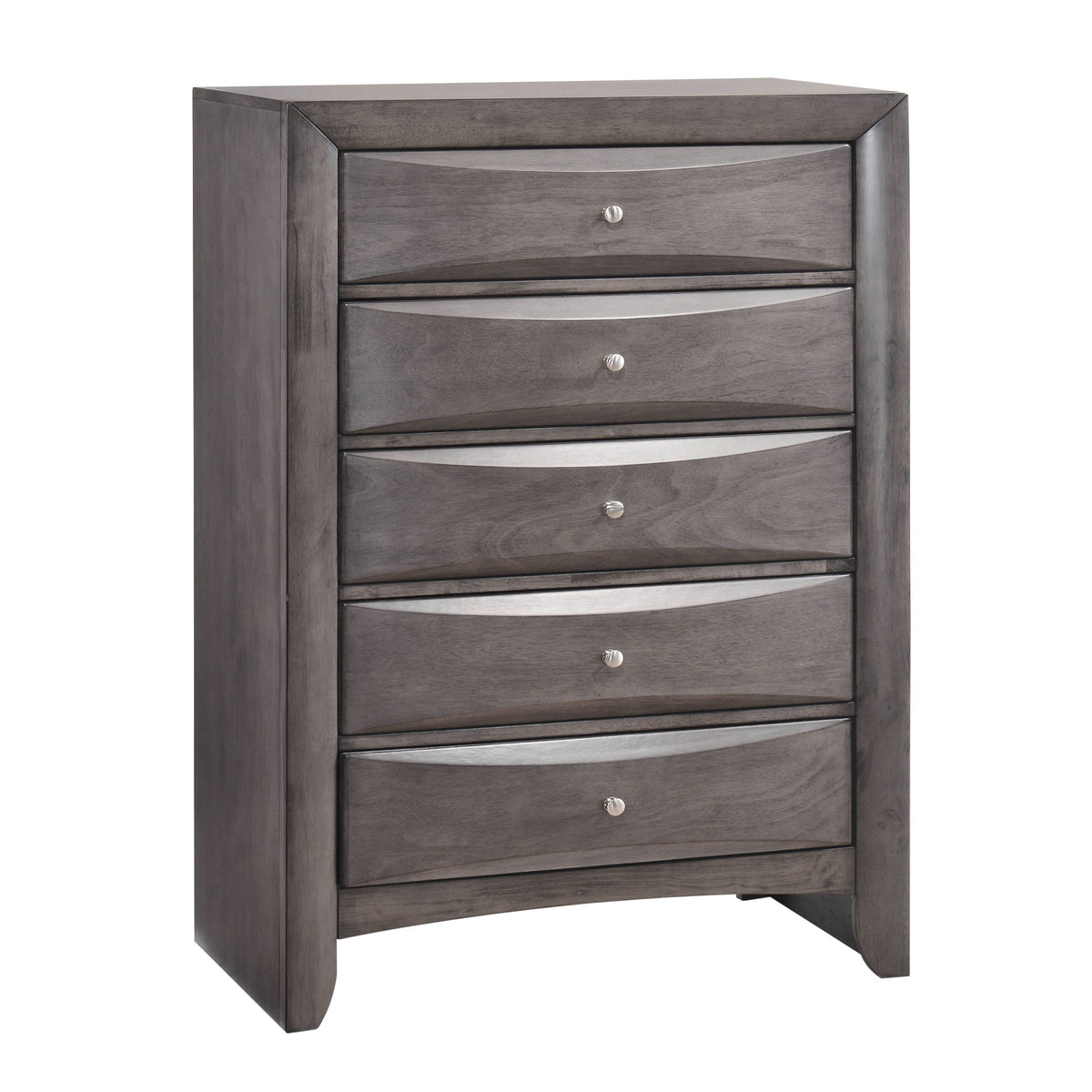 Emily 5-Drawer Chest (Sturdy) in Gray by Elements International