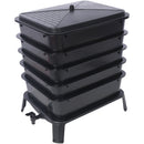 Eco Friendly 5 Layer Worm Compost Bin With 50L Capacity, Easy Setup Plastic Worm Farm Kit - Black