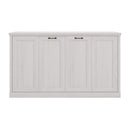 Twin Size Horizontal Murphy Bed, Hideaway Wall Bed, Folding Into Cabinet, Space Saving Furniture For Multipurpose Guest Room, Home Office - Rustic White