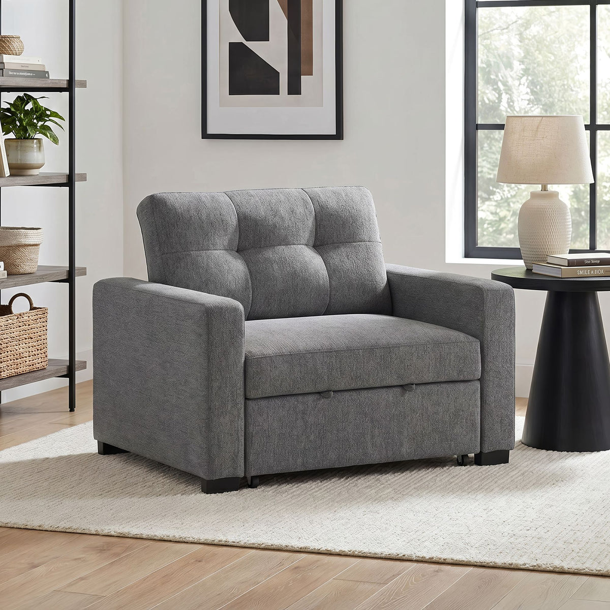 Homer Klicklak Chair With Pull Out Bed in Gray by Elements International, view 3