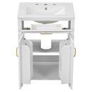 Modern Bathroom Vanity With Ceramic Sink, Soft-Close Doors, Flip Drawer, U-Shaped Shelves, Elegant Storage Solution
