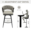 Bar Stool 360 Swivel With Back Footrest