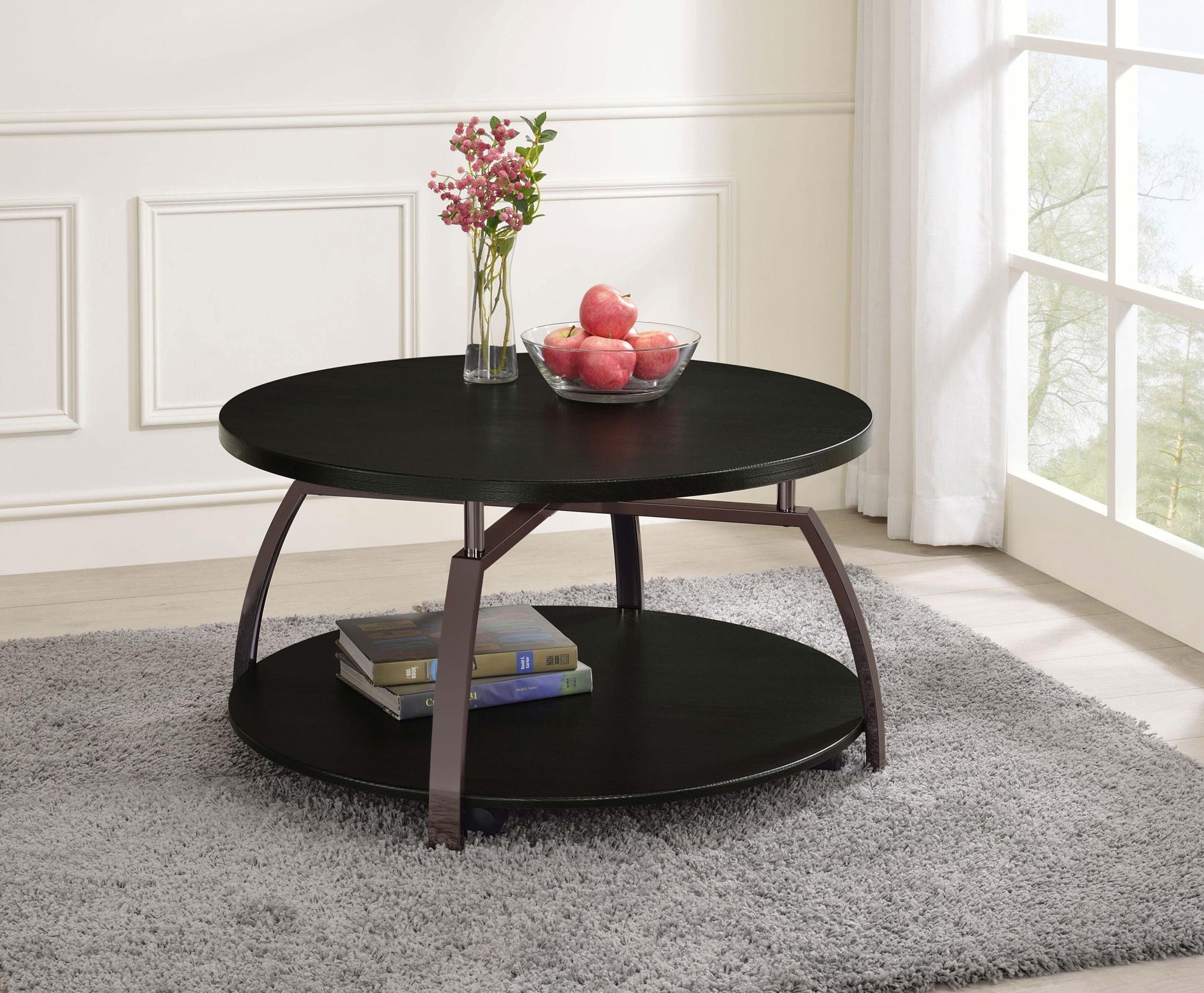 Dacre Round Engineered Wood Top Coffee Table Dark Charcoal - Atlantic Fine Furniture Melbourne FL