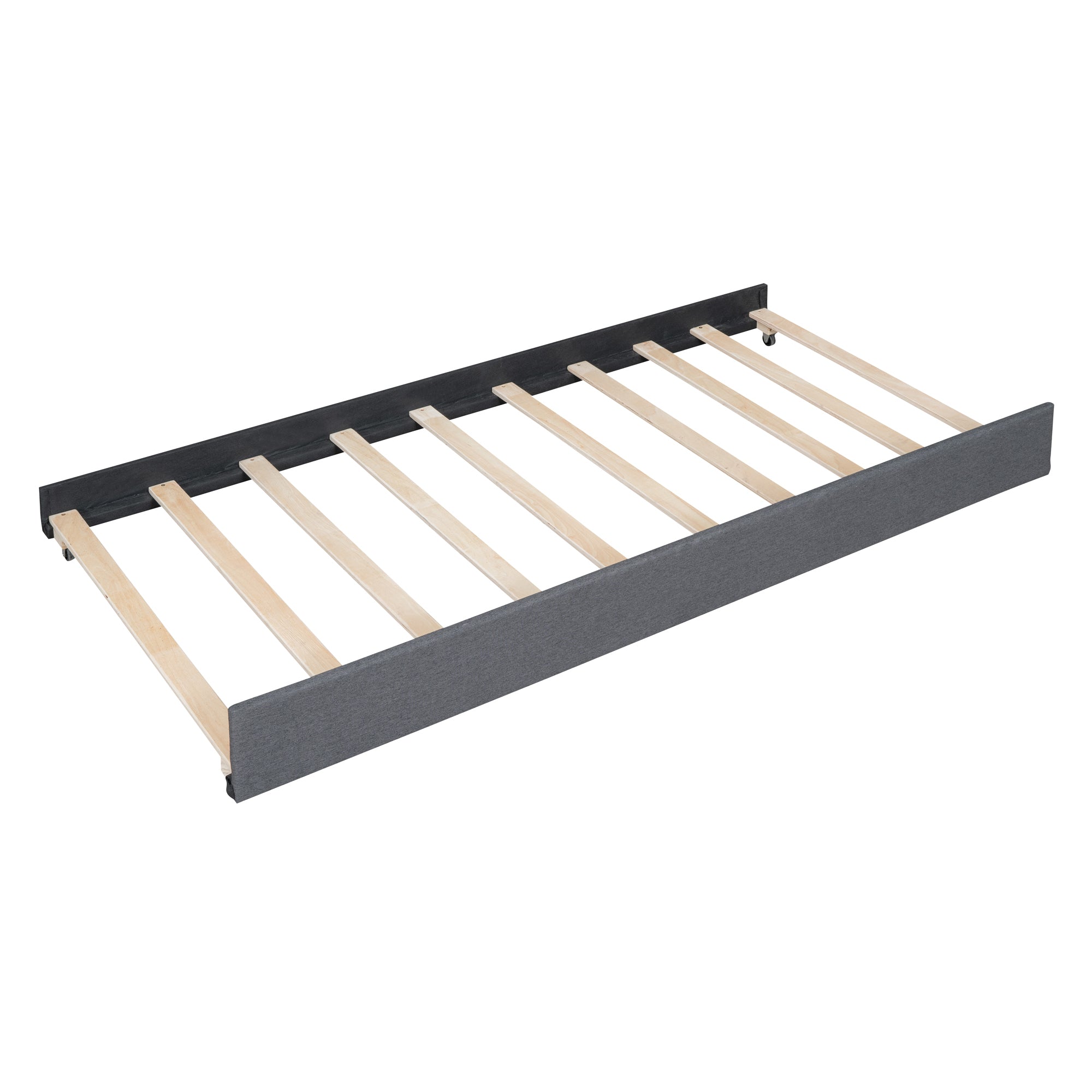 Queen Size Upholstered Platform Bed with 2 Drawers and 1 Twin XL Trundle, Classic Headboard Design, Gray - Atlantic Fine Furniture Melbourne FL