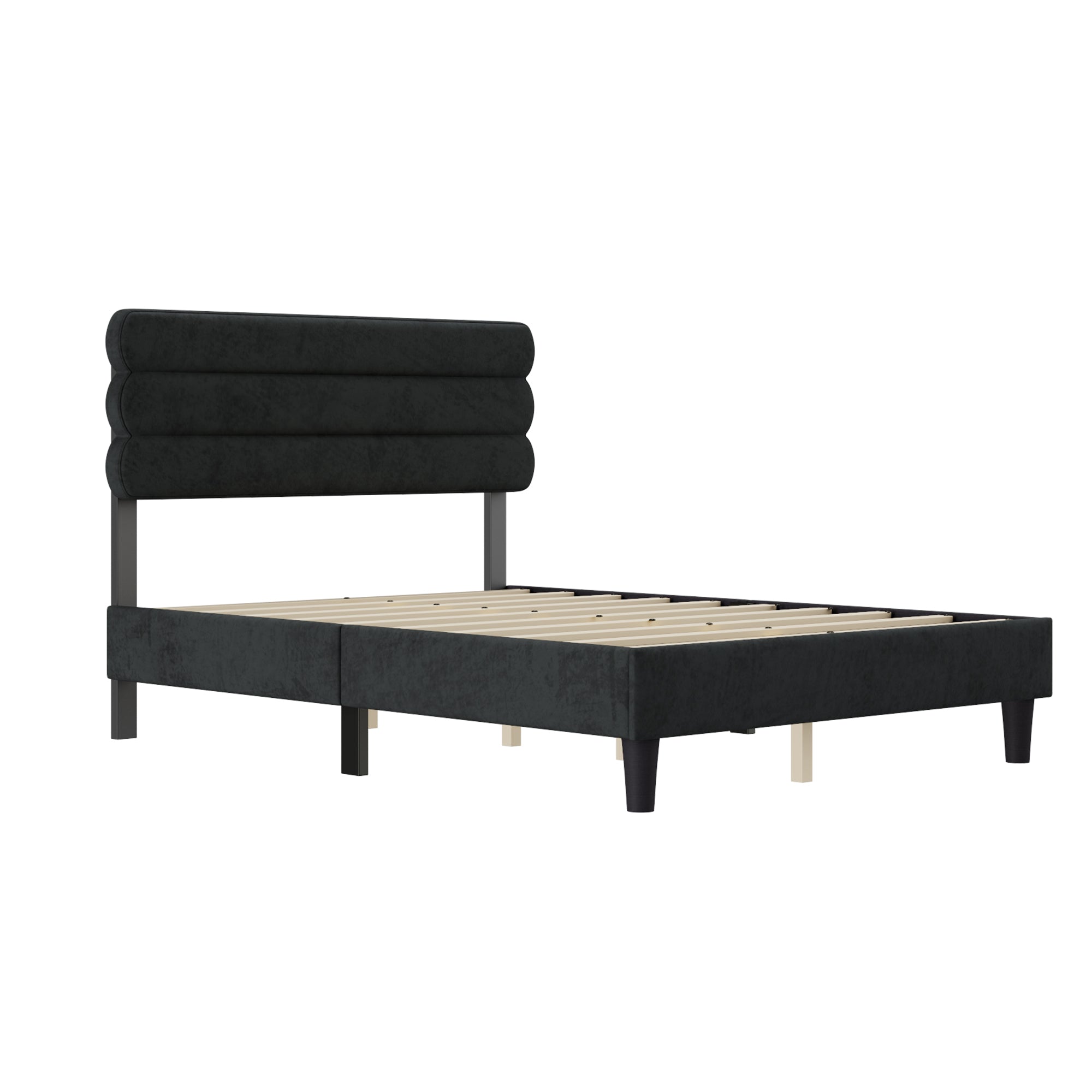 Queen Bed Frame with Headboard,Sturdy Platform Bed with Wooden Slats Support,No Box Spring,Mattress Foundation,Easy Assembly DARK GREY
