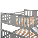 Full Over Full Bunk Bed With Ladder With Slide - Gray