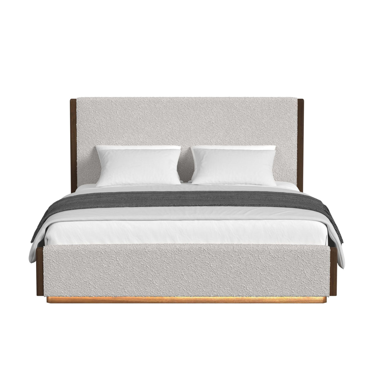 Brisbane Upholstered Bed With Boucle And LED in Beige by Elements International, view 3