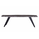 Modern Acacia Wood Dining Bench, Live Edge Design Accent Bench With Iron Legs - Black / Gray