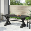Modern Outdoor Dining Table With X Shaped Legs, Umbrella Hole