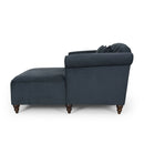 Upholstered Chaise Lounge With Scroll Arms, Turned Legs And 2 Pillows - Charcoal