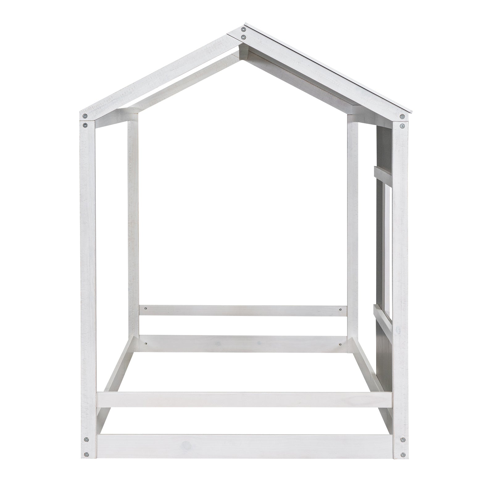 Twin Size House Platform with Roof and Window, White+Antique Grey(Old SKU: WF294130AAE) - Atlantic Fine Furniture Melbourne FL