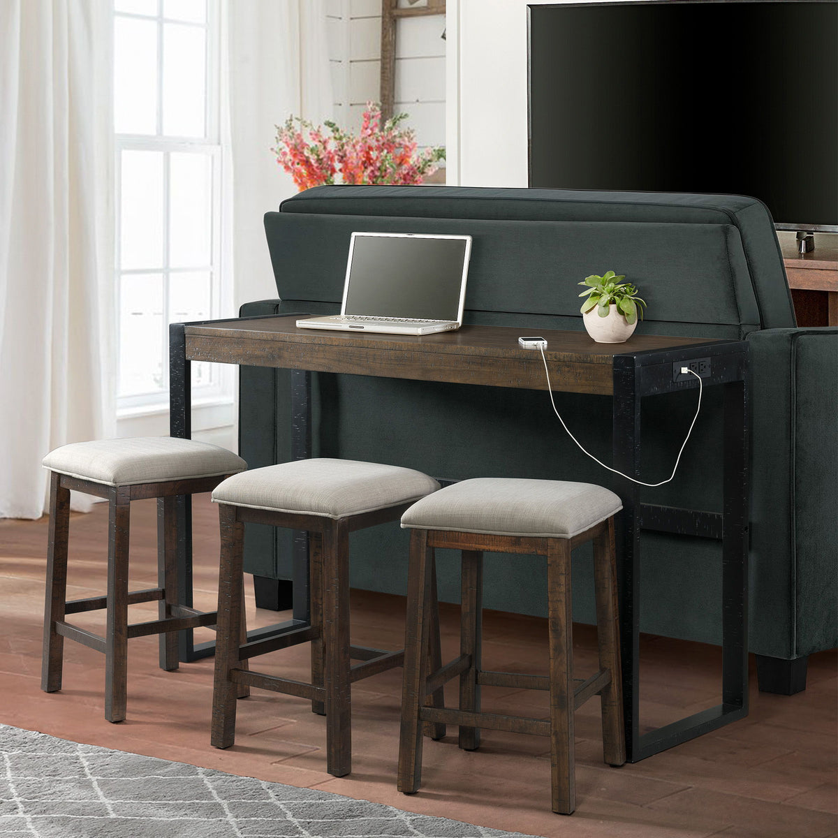 Caesar Multipurpose Bar Table Set in Dark Brown by Elements International, view 2