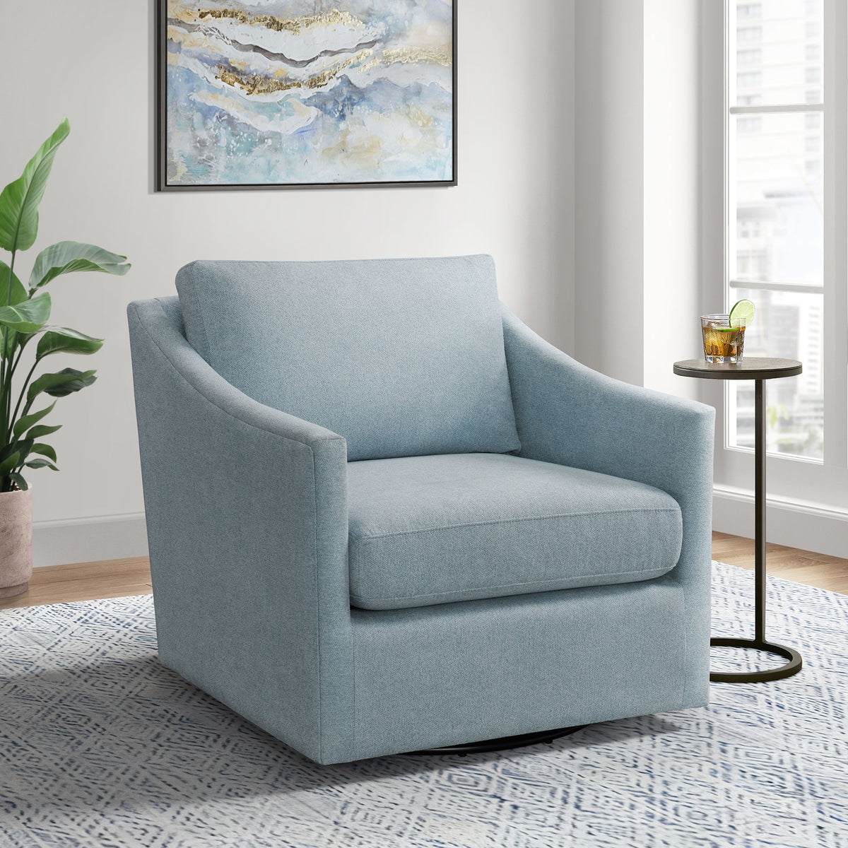 Acacia Swivel Chair in Gray by Elements International, view 3