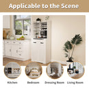 Modern Farmhouse Buffet Cabinet With Hutch Kitchen Storage Sideboard With Drawers & Barn Doors - White