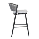 Outdoor Bar Height Metal Frame Counter Stools With Scallop Shaped Backrest & Water Resistant Cushions