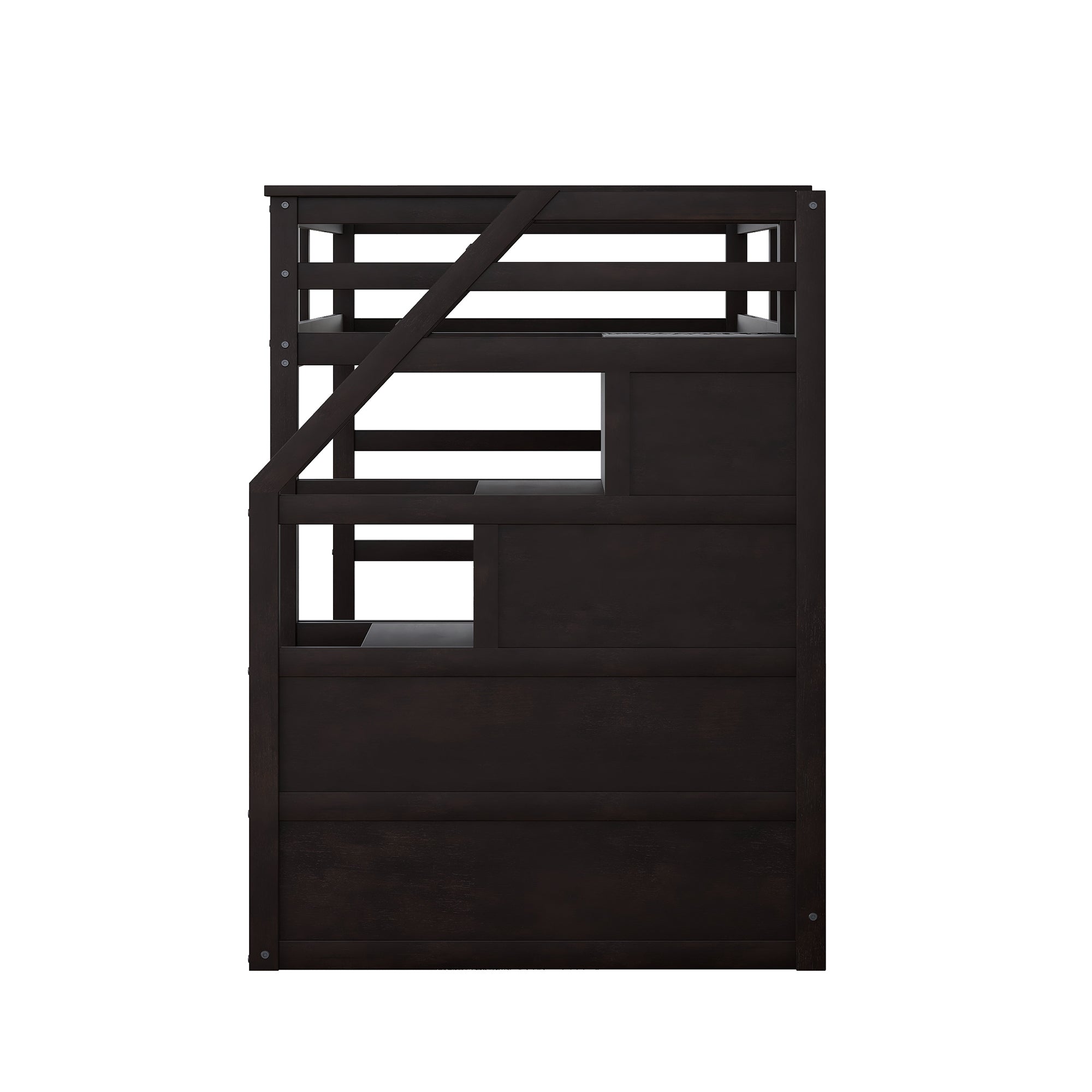 Twin-Over-Twin Bunk Bed with Twin Size Trundle and 3 Storage Stairs,Espresso (OLD SKU :LP000064AAP) - Atlantic Fine Furniture Melbourne FL