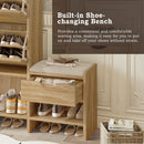 Shoe Storage Cabinet Rattan Shoe Storage Organizer With 2 Flip Drawers, A Storage Drawer And A Bench For Entryway, And Hallway - Light Brown