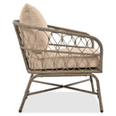 Bohemia-Inspired 4 Person Outdoor Seating Group With Removable Cushions, Conversation Patio Set With Wood Tabletop - Beige