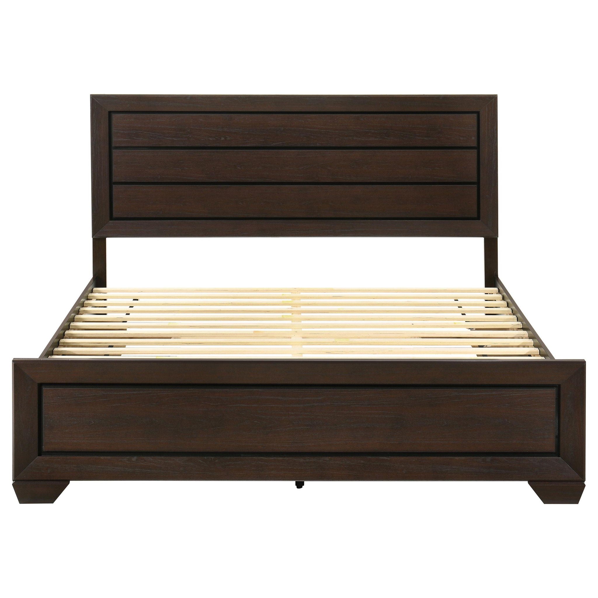 Kauffman Wood Eastern King Storage Panel Bed Dark Cocoa