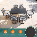 Outdoor Patio Furniture Dining Set With Sunbrella Fabric, Rectangular Table With Umbrella Hole