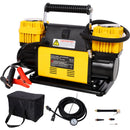 Heavy Duty 12V Dual Cylinder Air Compressor, Tire Inflator With Gauge - Yellow / Black