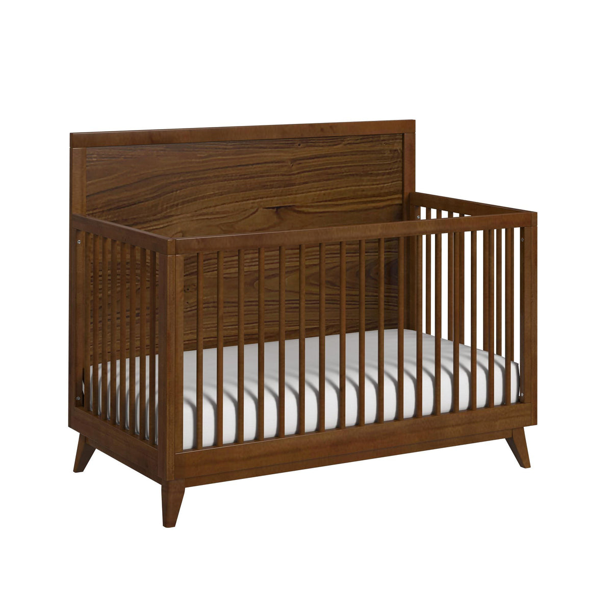 Malia Crib With High Headboard And Guardrail in Walnut by Elements International
