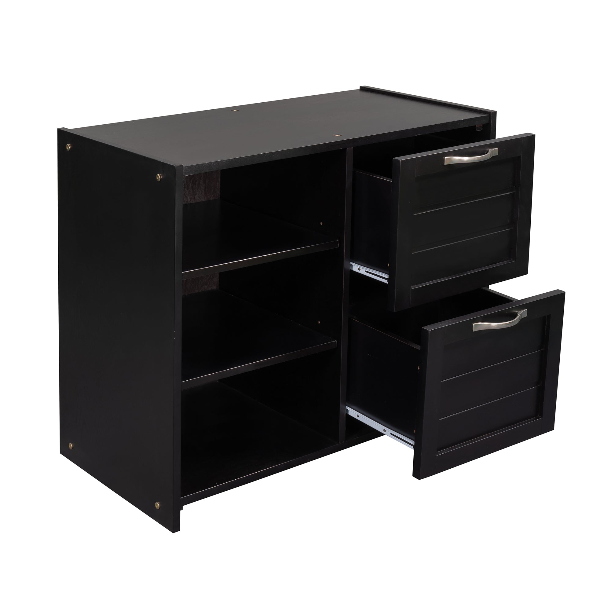 Low Twin Size Loft Bed with Cabinets, Shelves and Slide - Espresso(OLD SKU :LP000503AAP) - Atlantic Fine Furniture Melbourne FL