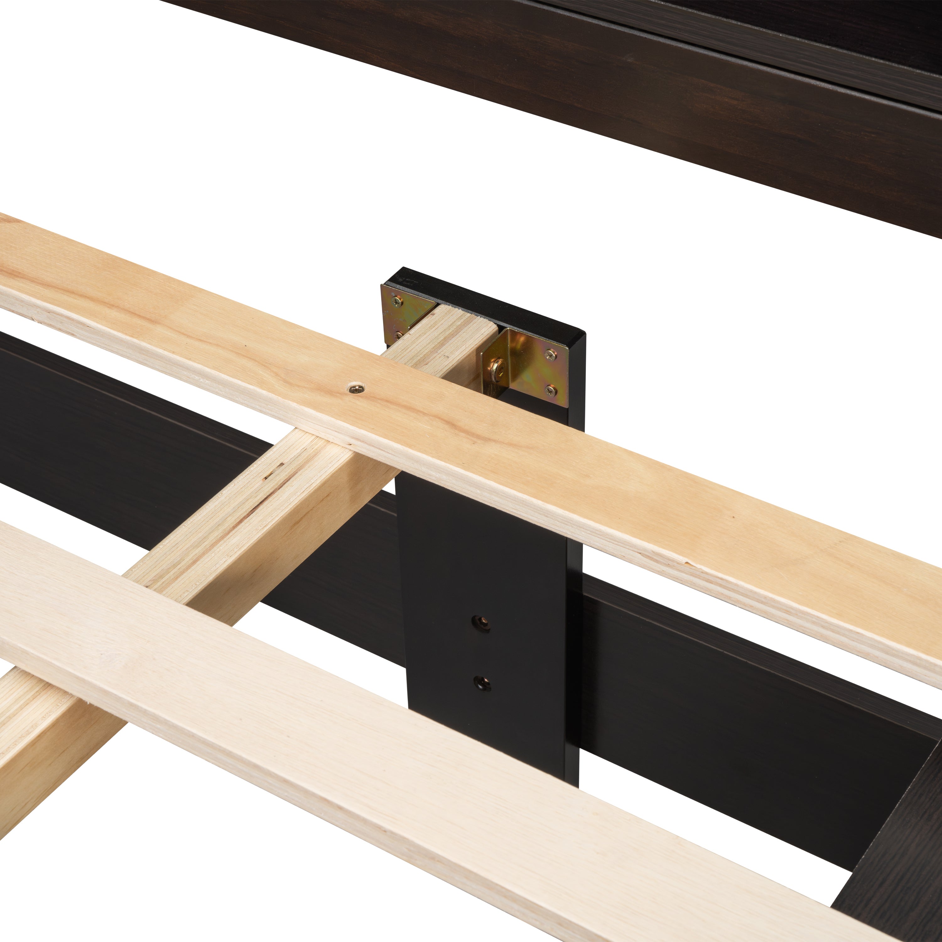 Full Bed with Bookcase Headboard, Under bed Storage Drawers and Bed End Storage Case,Espresso