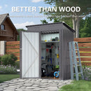 5 X 3 Ft Durable Metal Shed Outdoor Storage Shed With Pitched Roof And Lockable Door - Gray