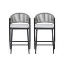 Outdoor 26" Counter Height Metal Frame Counter Stools With Scallop Shaped Backrest & Water Resistant Cushions