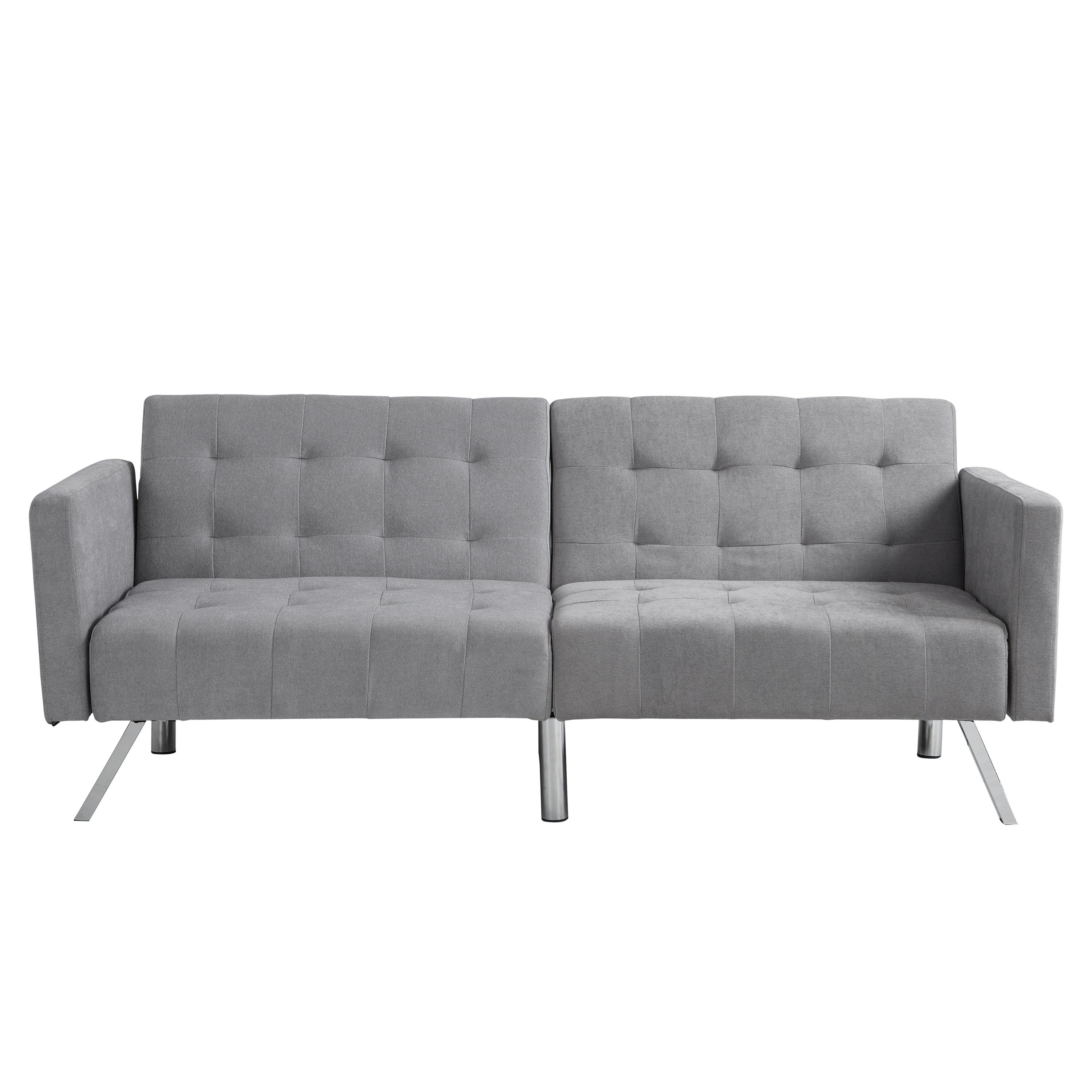 Sofa Bed Convertible Folding Light Grey Lounge Couch Loveseat Sleeper Sofa Armrests Living Room Bedroom Apartment Reading Room - Atlantic Fine Furniture Melbourne FL