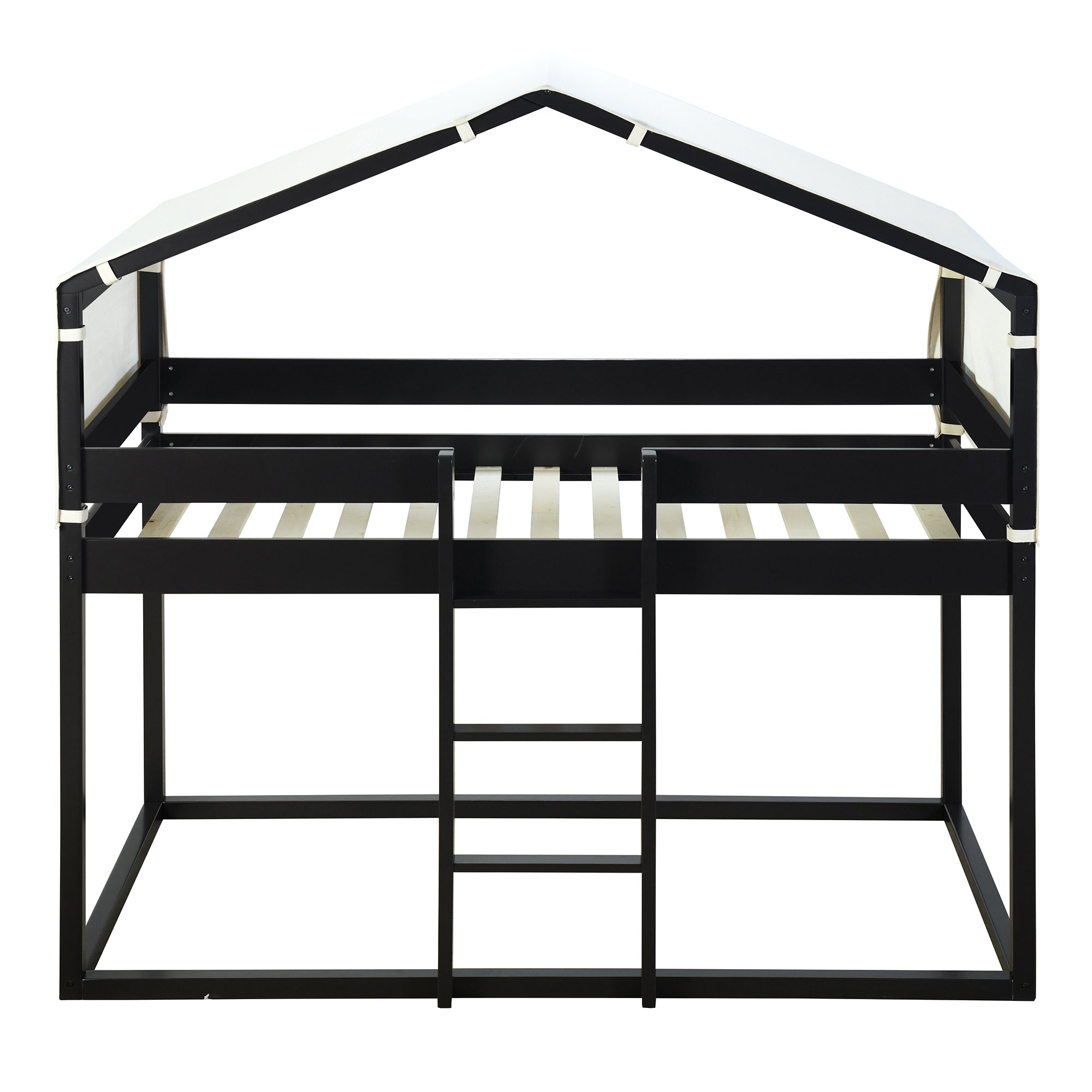 Twin Over Twin Bunk Bed Wood Bed with Tent, Espresso - Atlantic Fine Furniture Melbourne FL