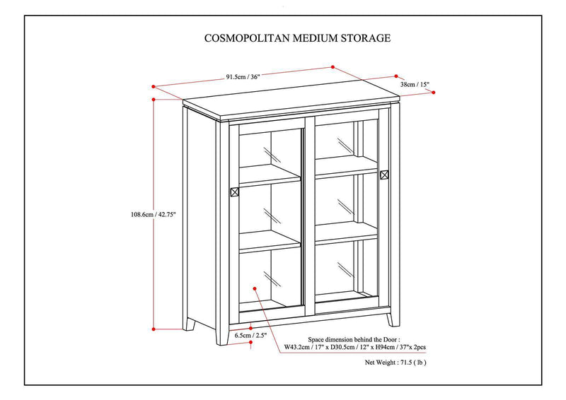 Cosmopolitan - Medium Storage Cabinet - Mahogany Brown