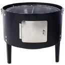 Heavy Duty Round Bbq Grill 17" Steel Charcoal Smoker For Outdoor Cooking - Black