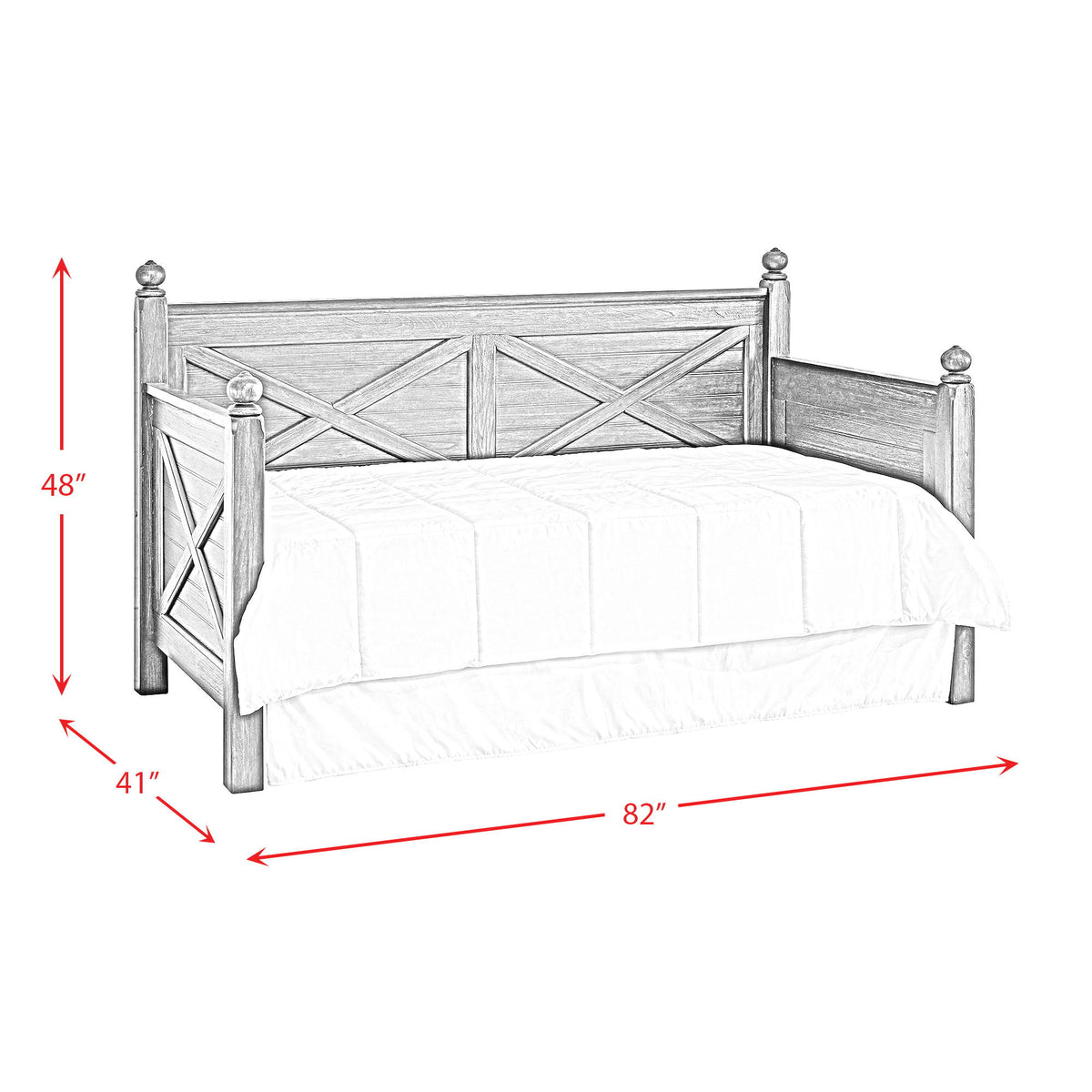 Sutherland Twin Wood Daybed in Distressed Oak by Elements International, view 2