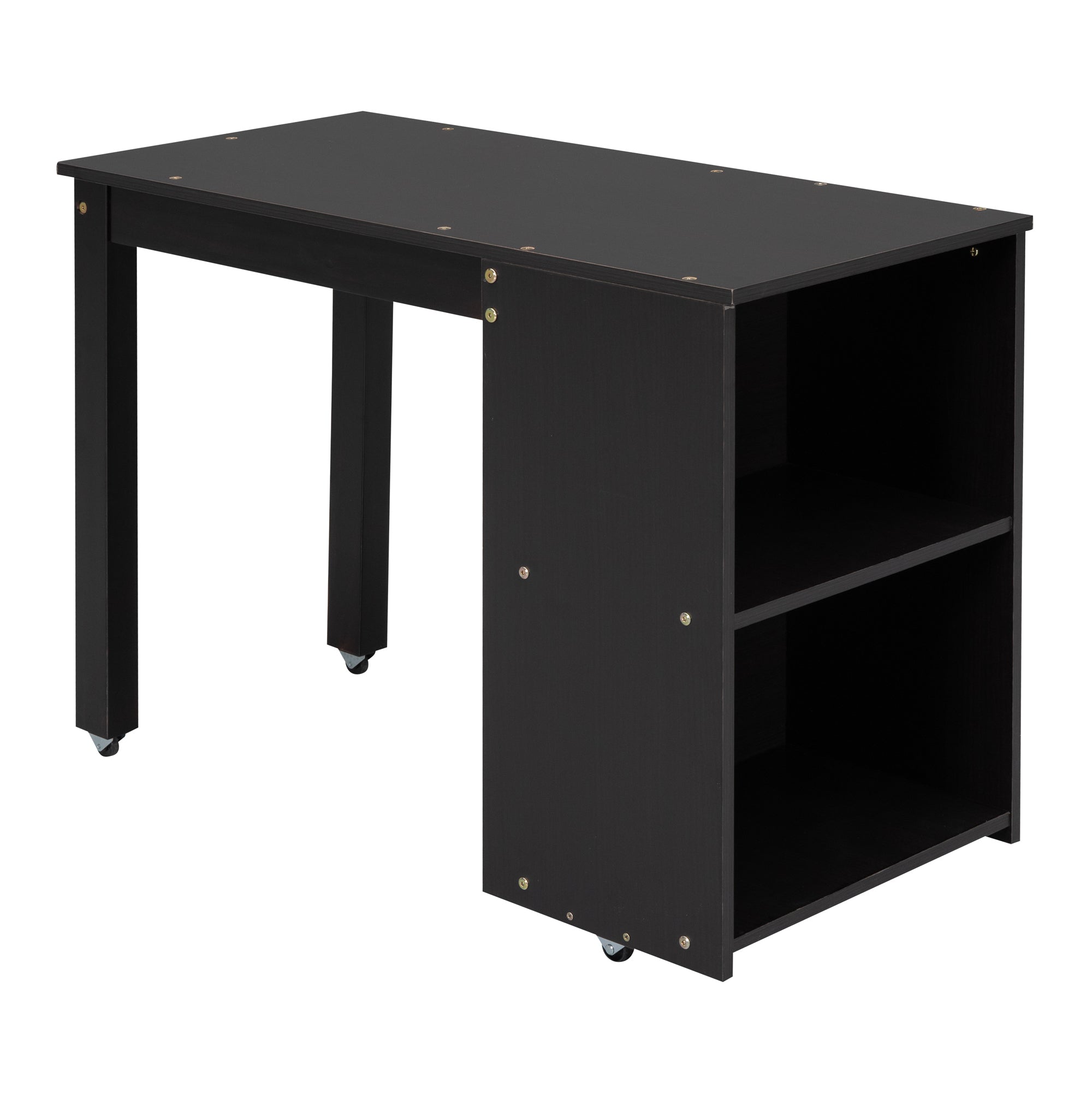 Twin Size Loft Bed with Retractable Writing Desk and 3 Drawers, Wooden Loft Bed with Storage Stairs and Shelves, Espresso - Atlantic Fine Furniture Melbourne FL